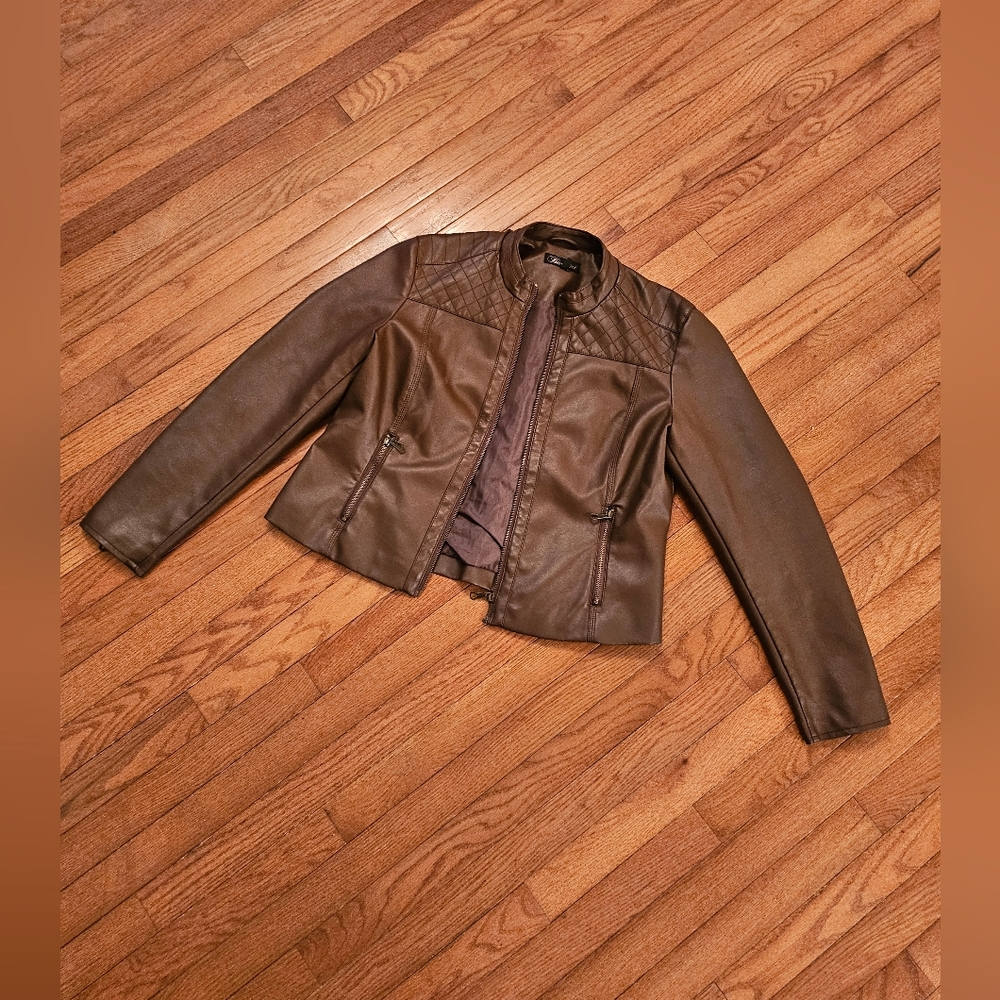Baccini Dark Brown Leather Jacket for Women
